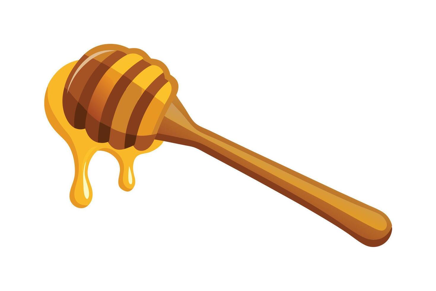 Delicious Golden Honey Dripping from Wooden Honey Dipper, Sweet Treat, Isolated on White Background - Professional digital artwork with vibrant colors and detailed composition vector