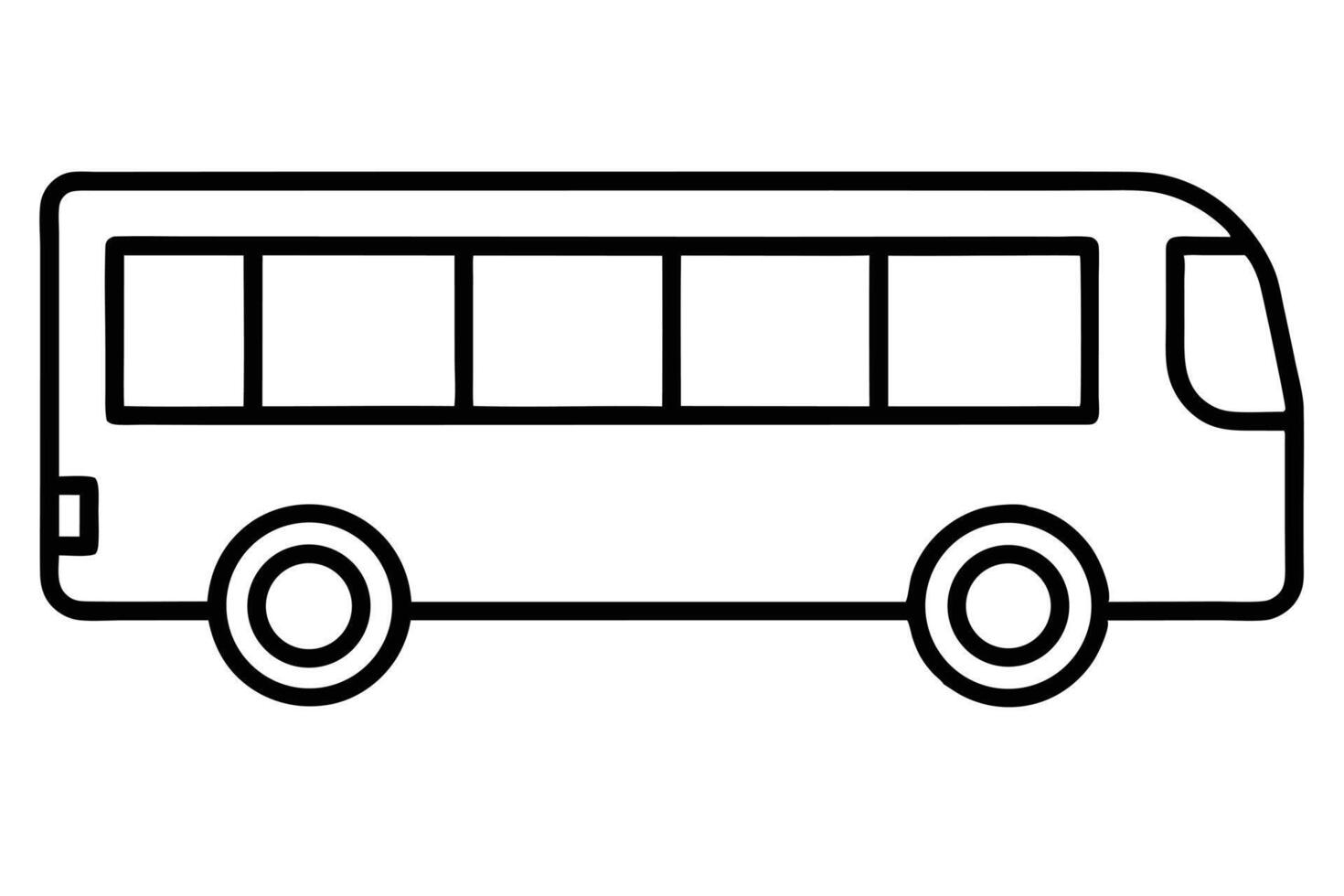 Simple Line Drawing of a Bus Traveling on a White Background, Evoking a Sense of Calm and Journey vector