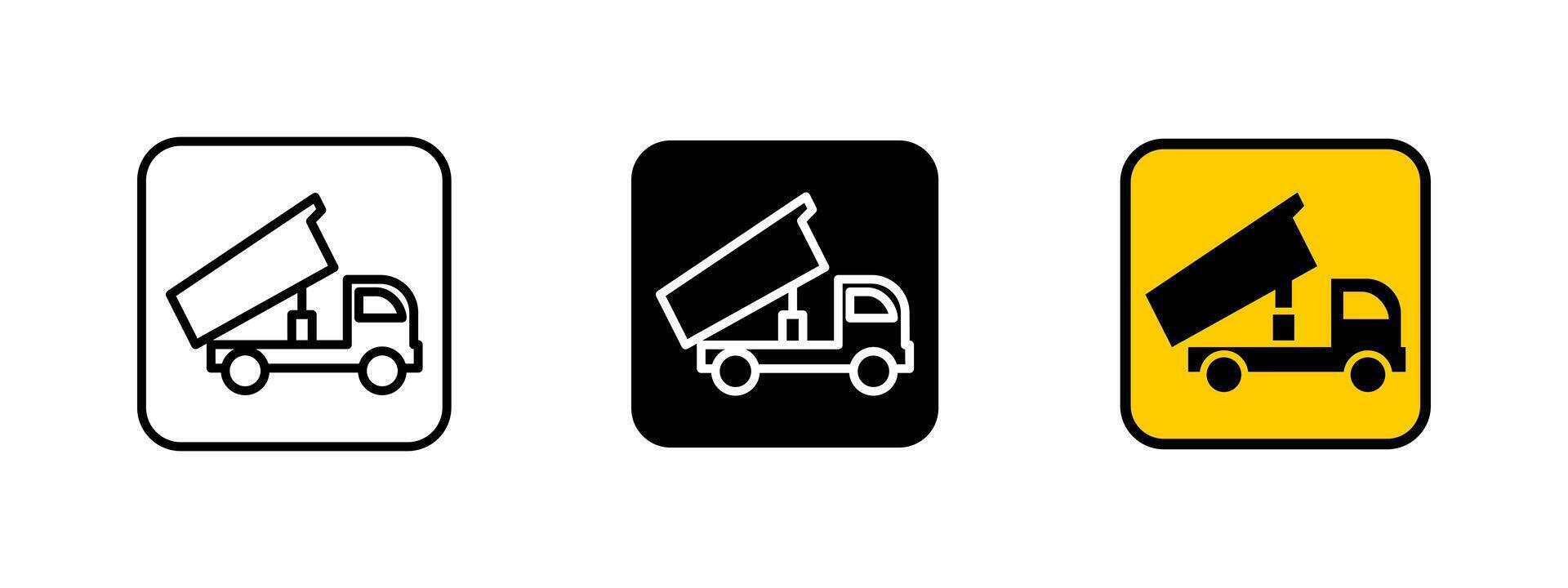 Truck icon. Heavy-duty construction vehicle used for transporting materials on building sites illustration. Essential equipment for industrial and engineering projects symbol. vector