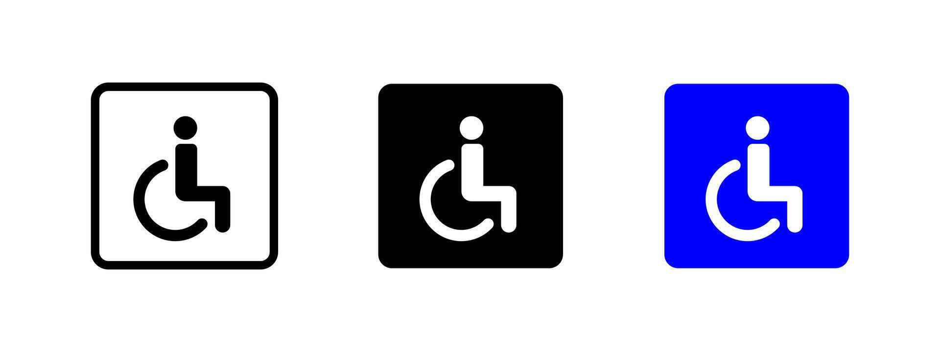 Wheelchair icon. Person sitting in a wheelchair inside a square sign illustration. Indicates accessible facilities for people with disabilities. Universal accessibility symbol. vector
