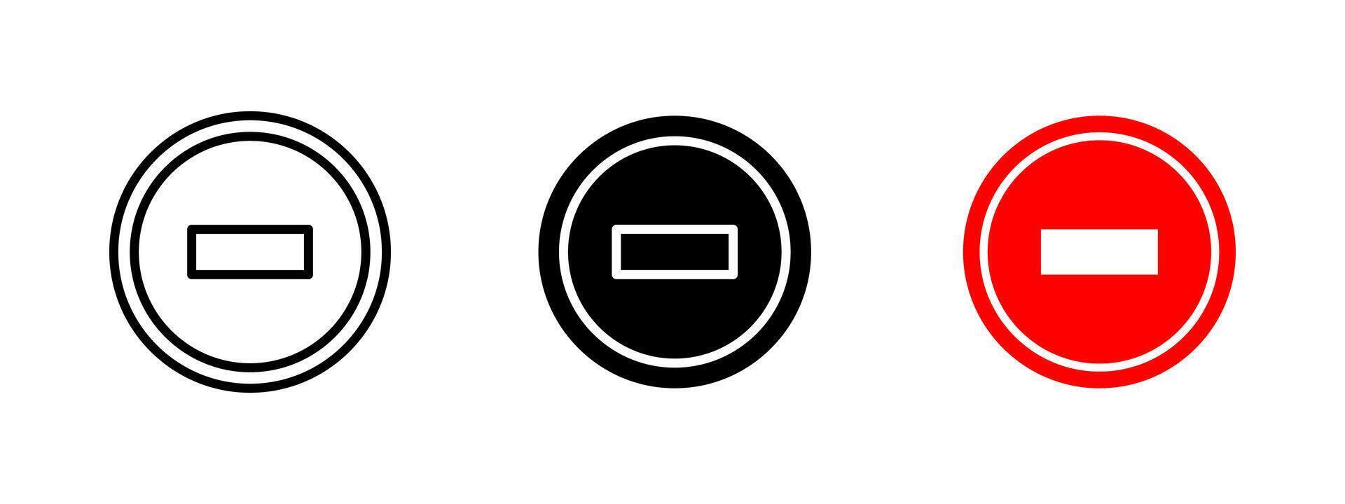 Prohibited sign icon. Circular symbol with horizontal bar inside illustration. Commonly used to indicate restricted or forbidden actions symbol. Warning and access denial sign. vector