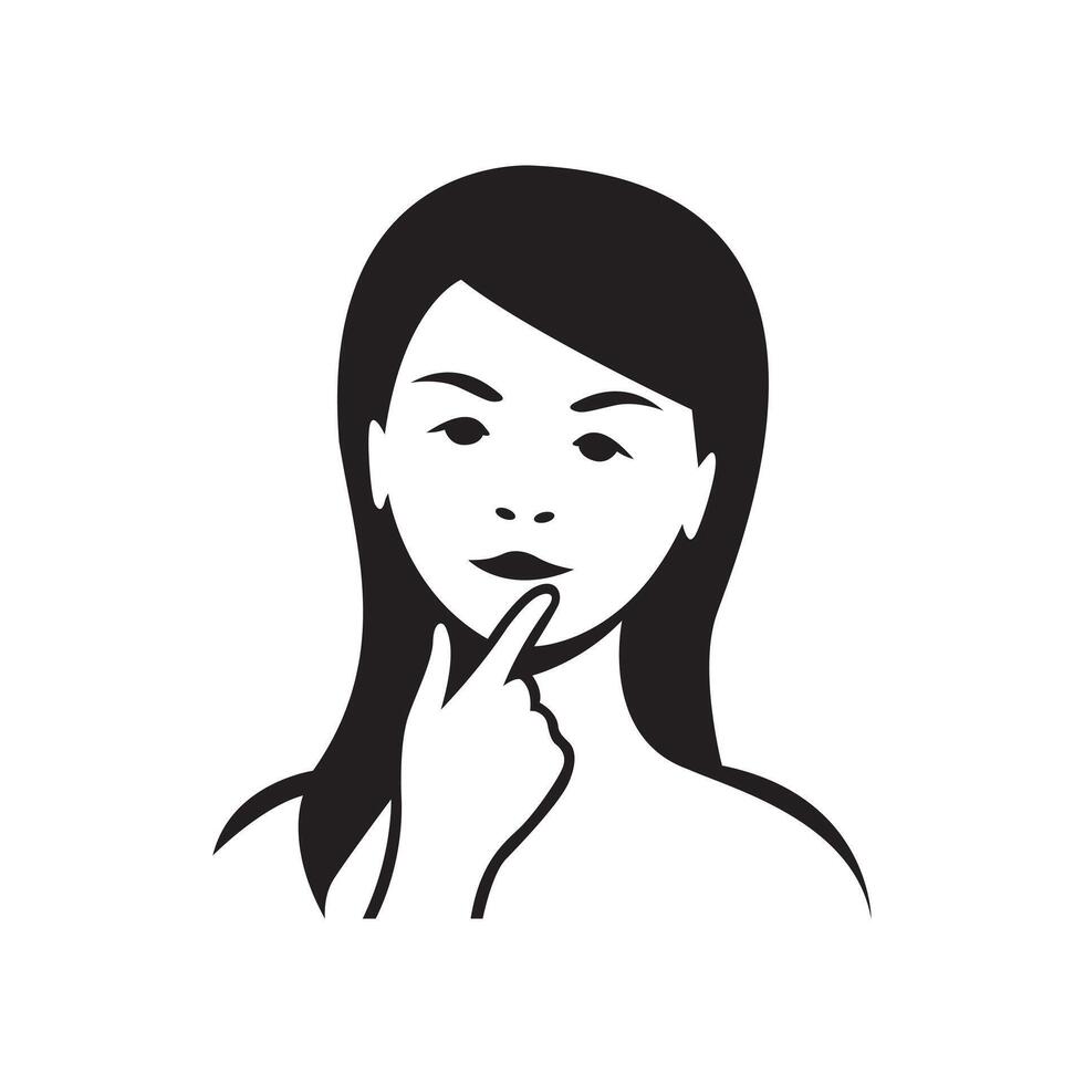 Silhouette of a woman in a thoughtful pose vector