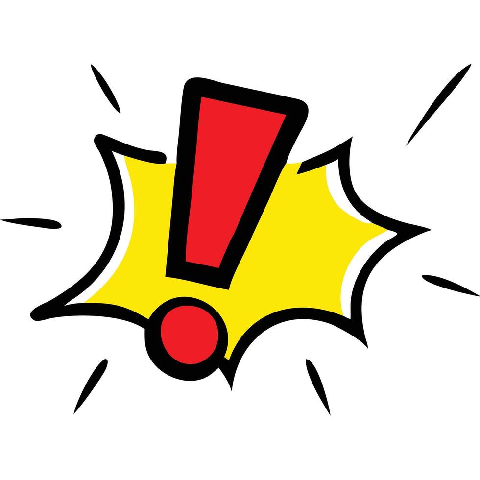A red and yellow exclamation point on a white background vector