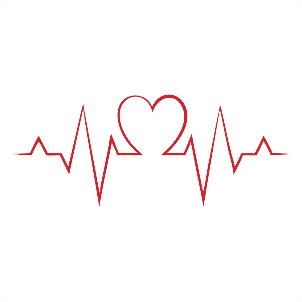 Heartbeat line with a heart shape and a heartbeat line vector