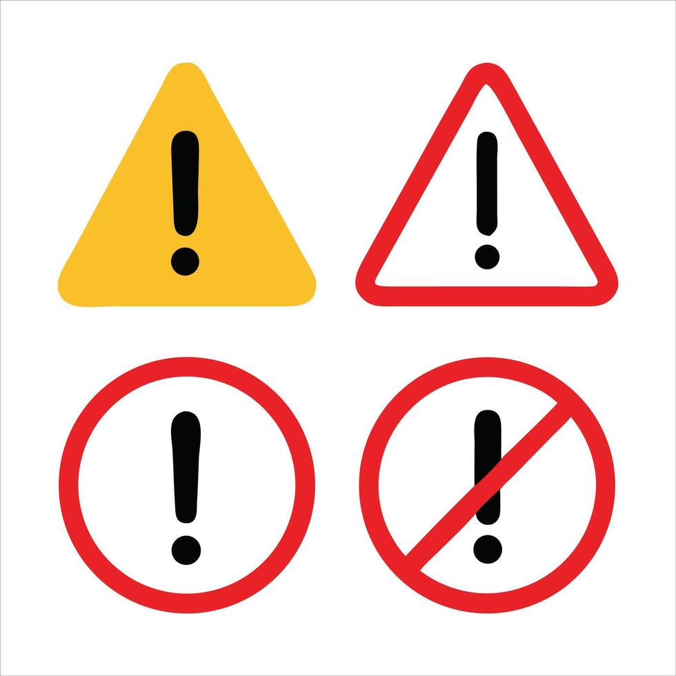Warning Signs for Safety Alert Hazard and Caution Symbols on White Background vector