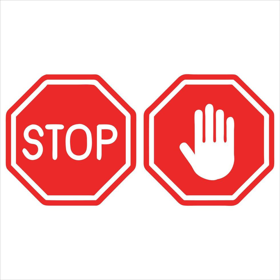 Stop Sign Icon Traffic Safety and Warning Symbol on White Background vector