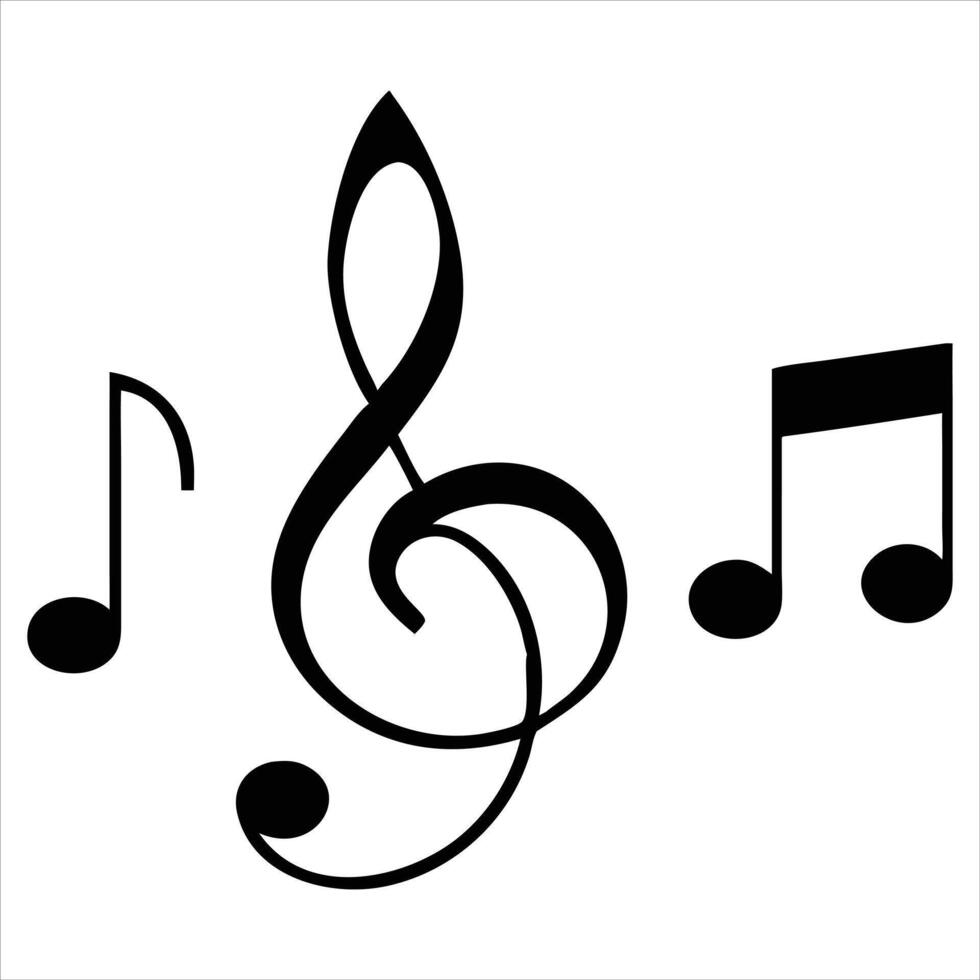Music notes and treble clef on a white background vector