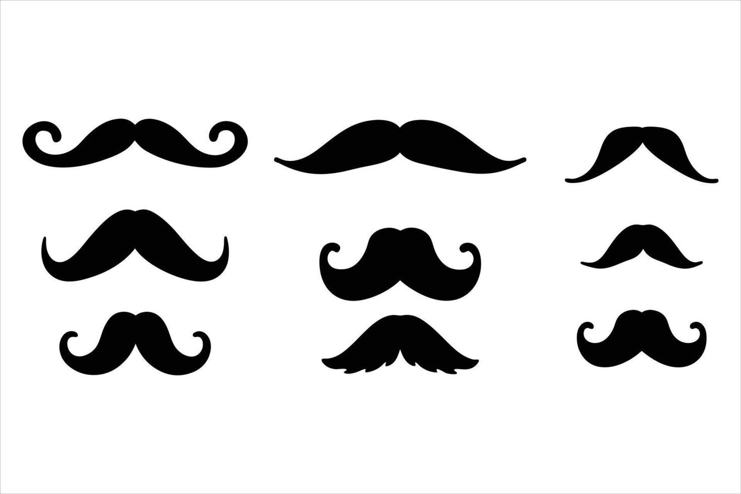 Stylish Mustaches on White Background vector
