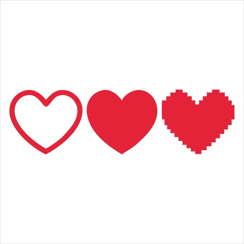 Three pixel hearts on a white background vector
