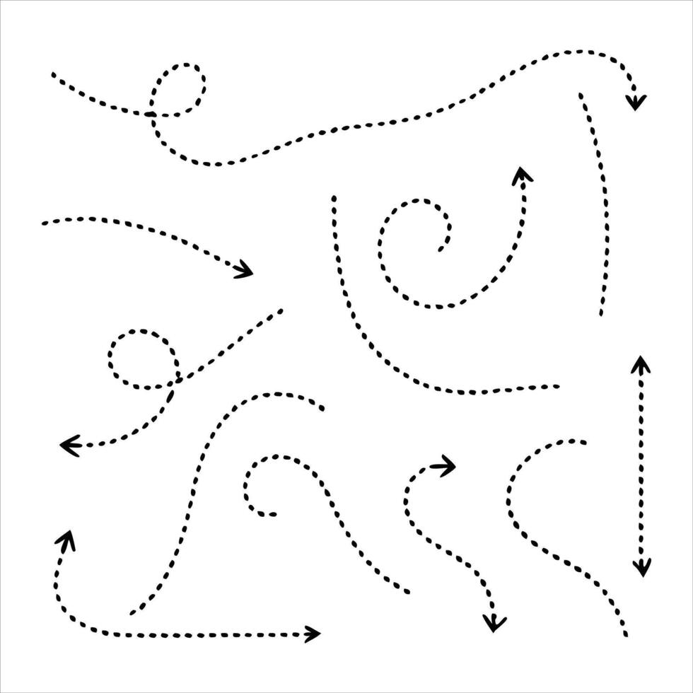 Collection of Arrows in Different Shapes Directional Symbols on White Background vector