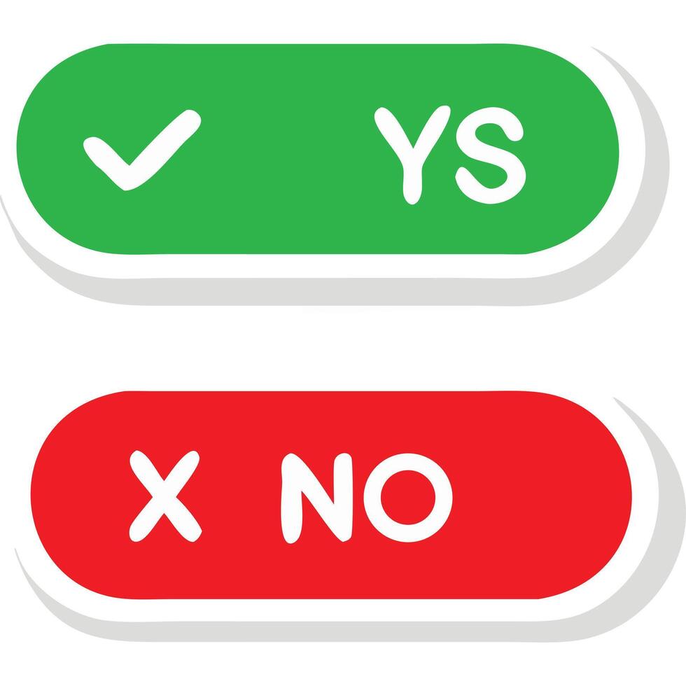Yes and no buttons icon set choice decision interface design vector