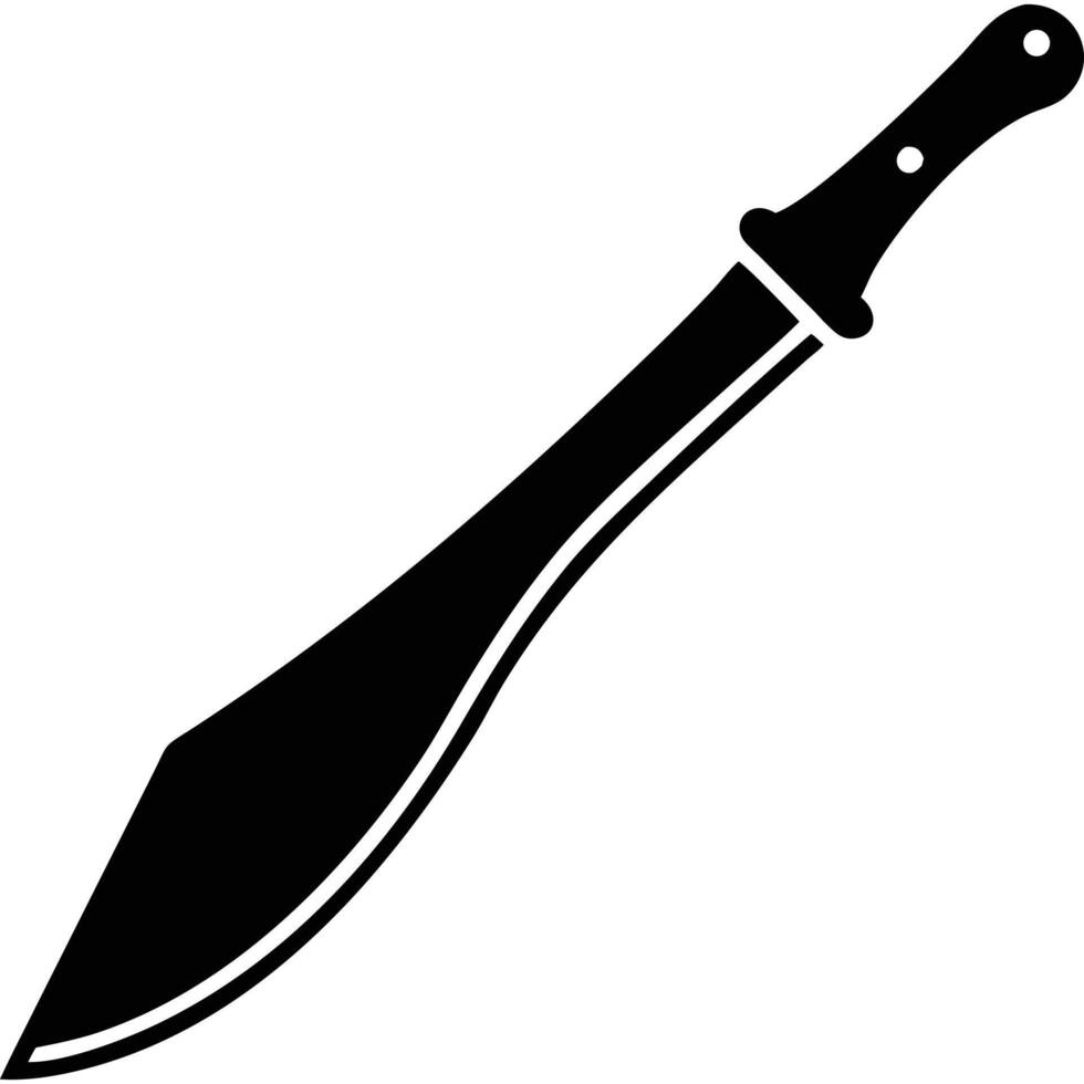 A knife is shown in black and white vector