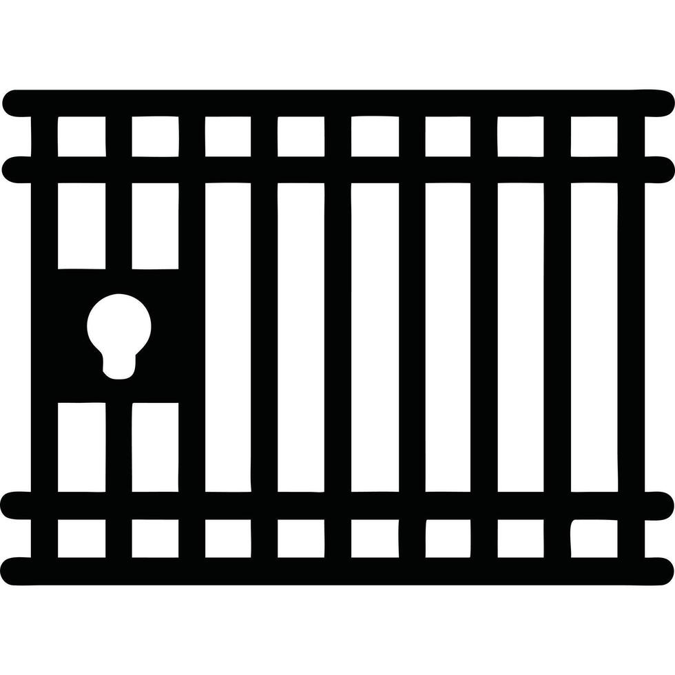 A black and white illustration of a jail cell vector