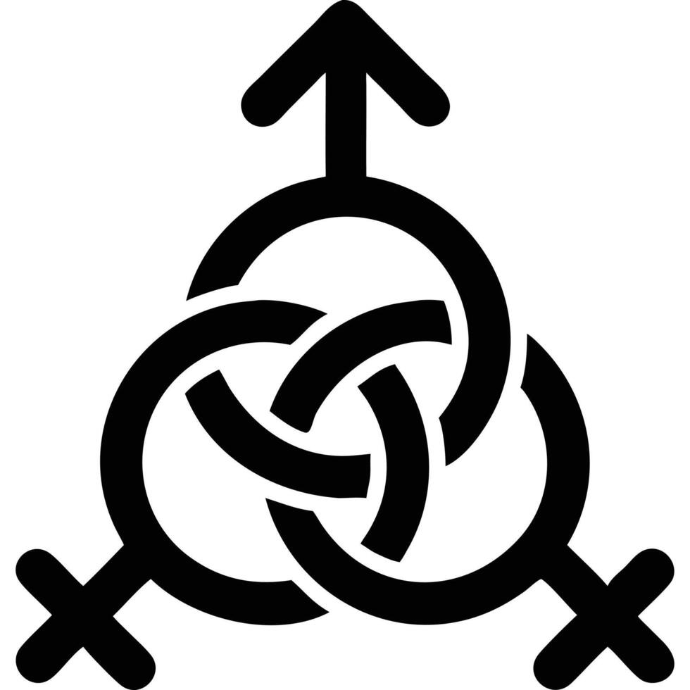 A symbol of two men and a woman in a knot vector