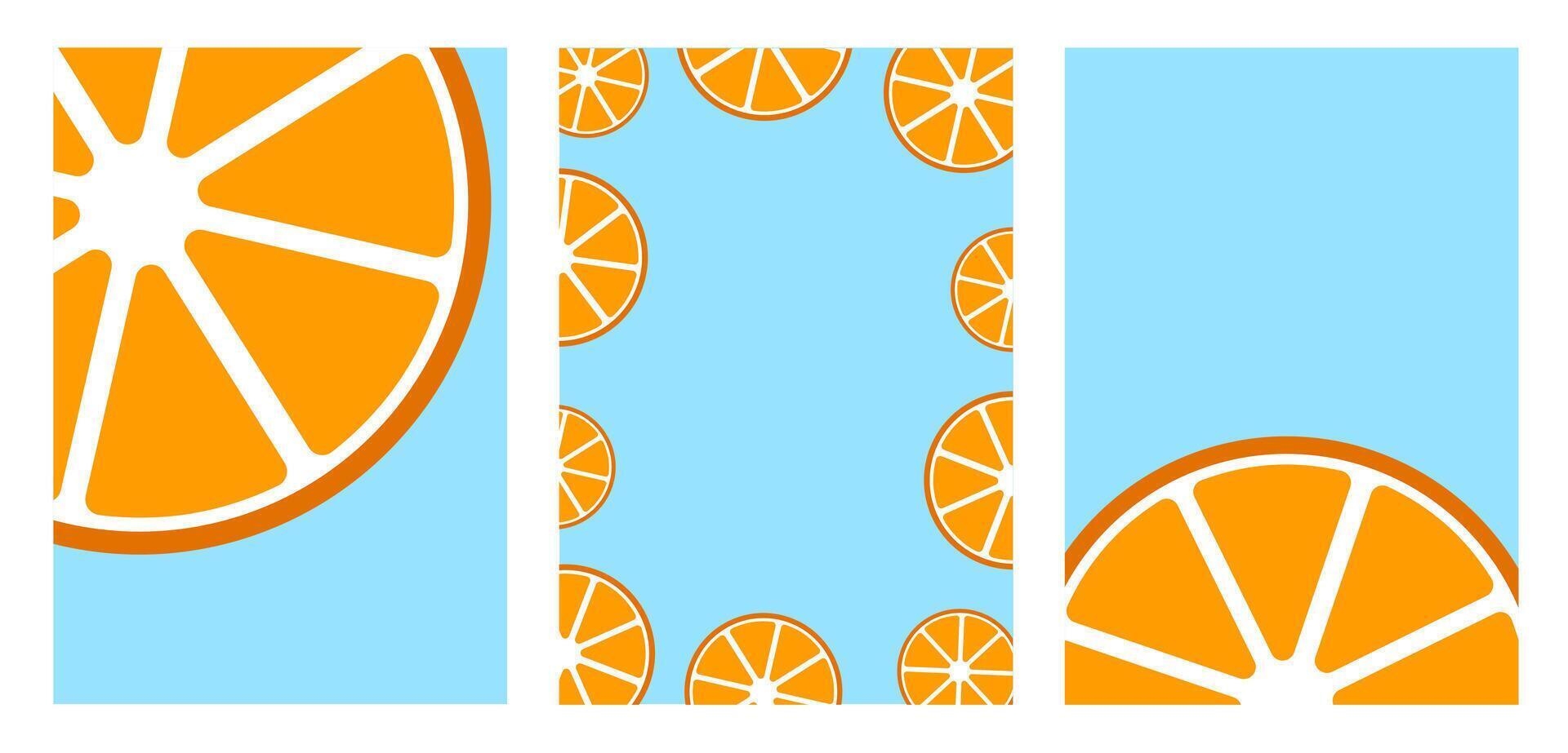 Set of summer frames with oranges. Modern Abstract Design, Banner, Label, Poster vector