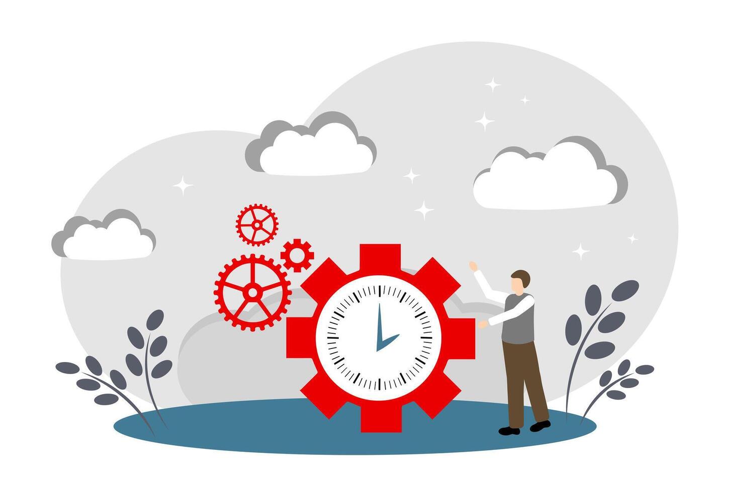 Clocks and gears. Concept of time management, goal achievement and business planning vector