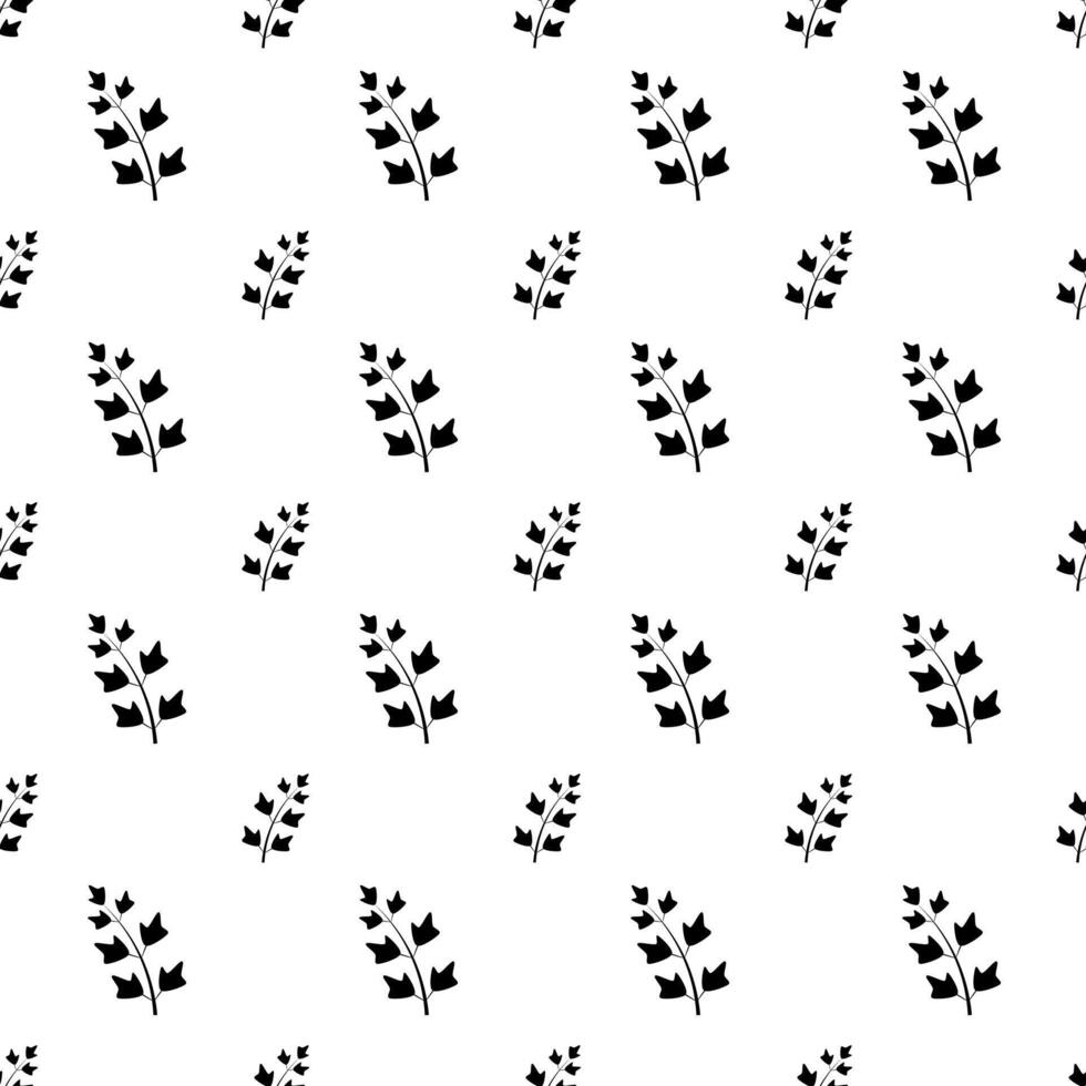 Seamless monochrome pattern with leaves on white background vector