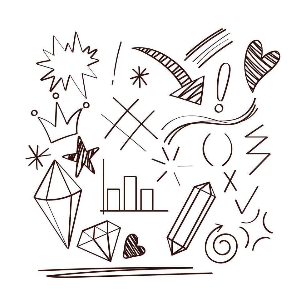 Hand-Drawn Scribble Element Set Playful Doodle Style Abstract Shapes and Lines for Creative Backgrounds, Branding, Social Media, and Artistic Design Projects vector