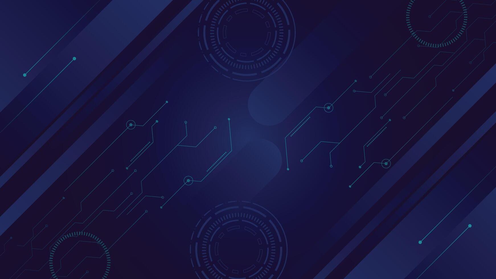 Dark blue futuristic tech background featuring circuit lines and abstract digital interface design ideal for technology themes vector