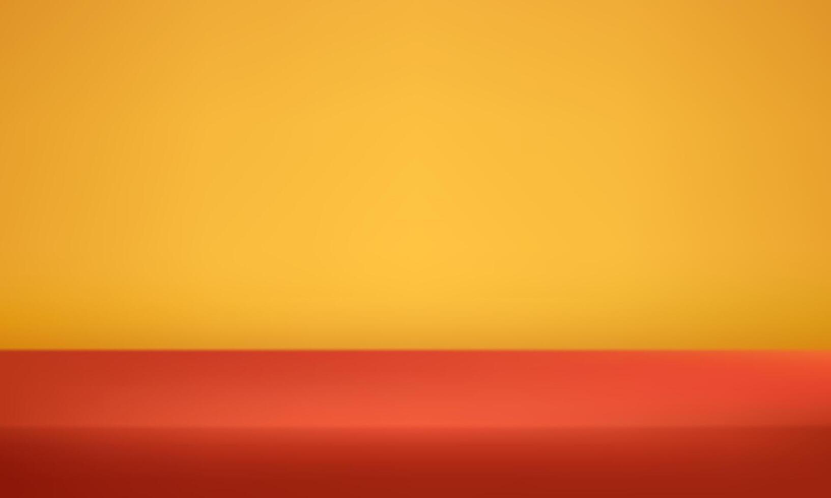 Yellow and orange background. Minimal 3d shelf. Space for displaying products. Empty room with light effect. illustration. vector