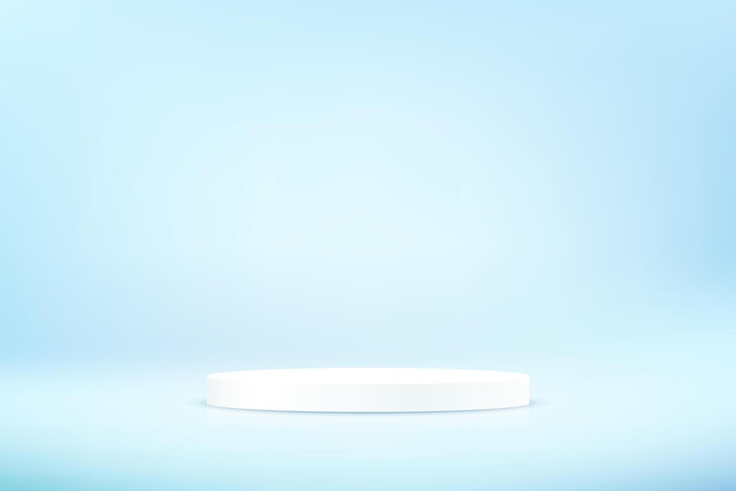 Blue background 3d with white podium. Abstract wallpaper design with copy space to display your products. illustration. vector