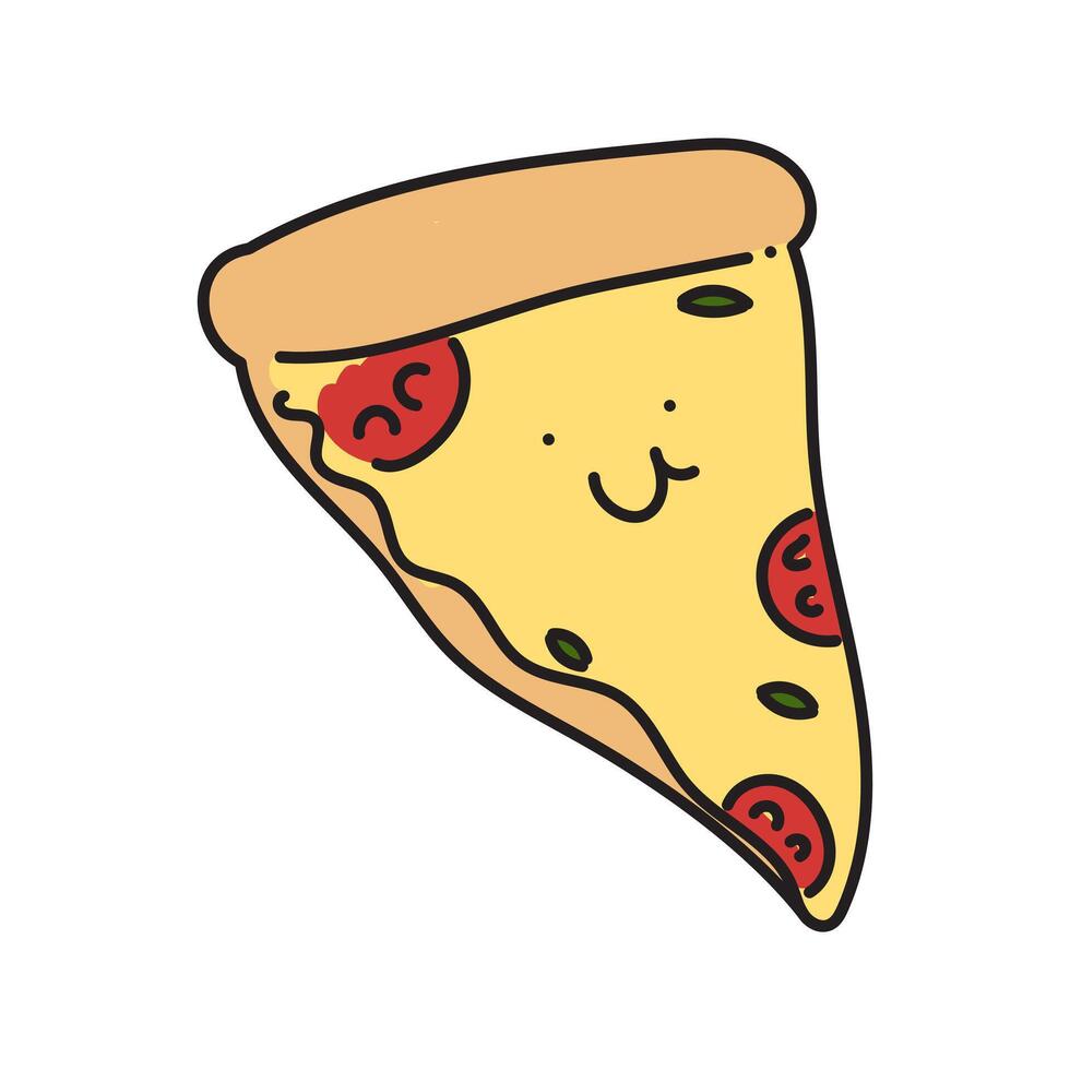 Pizza Cartoon Illustration Isolated On white background. hand drawn. Pizza for fabric design, textile print, wrapping paper, cover. illustration. vector