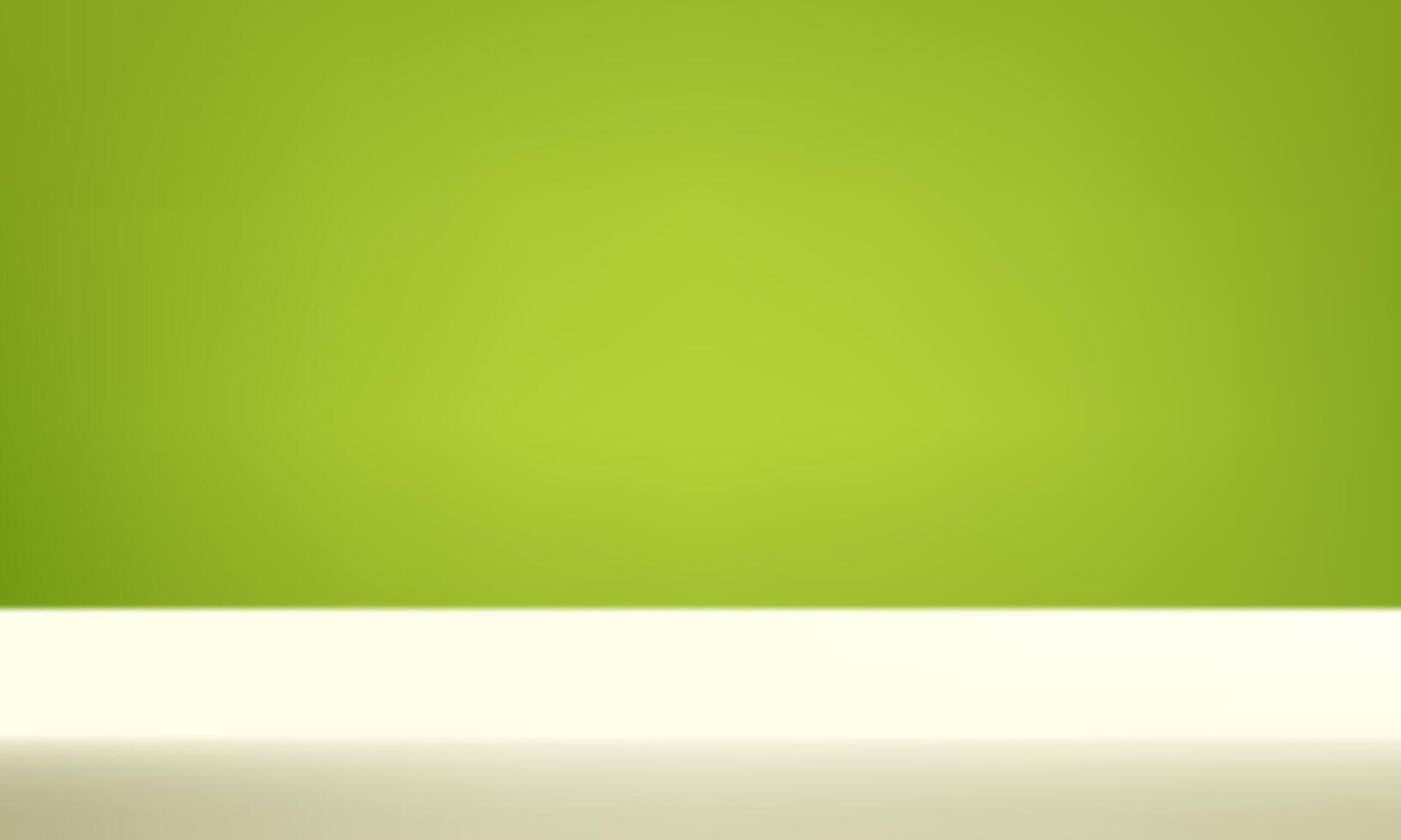 Empty green and beige studio room background. Empty Room Studio with table. Space for selling products, backdrop, wallpaper, background, text. illustration. vector