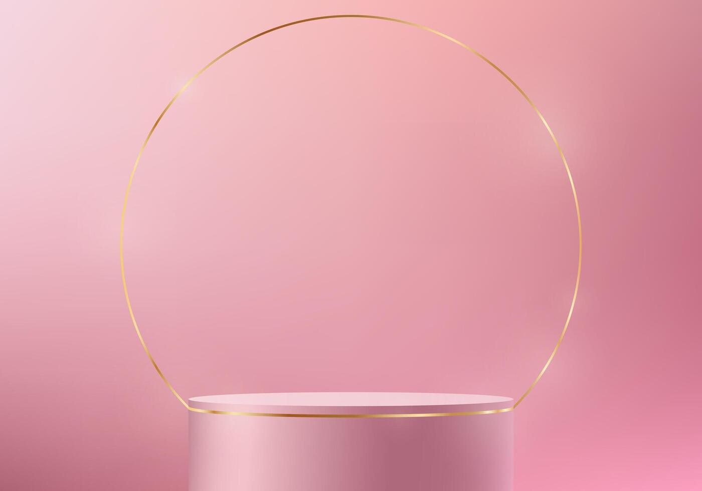 Pink background 3d with pink and gold podium for product presentation. Space for selling products on the website. illustration. vector