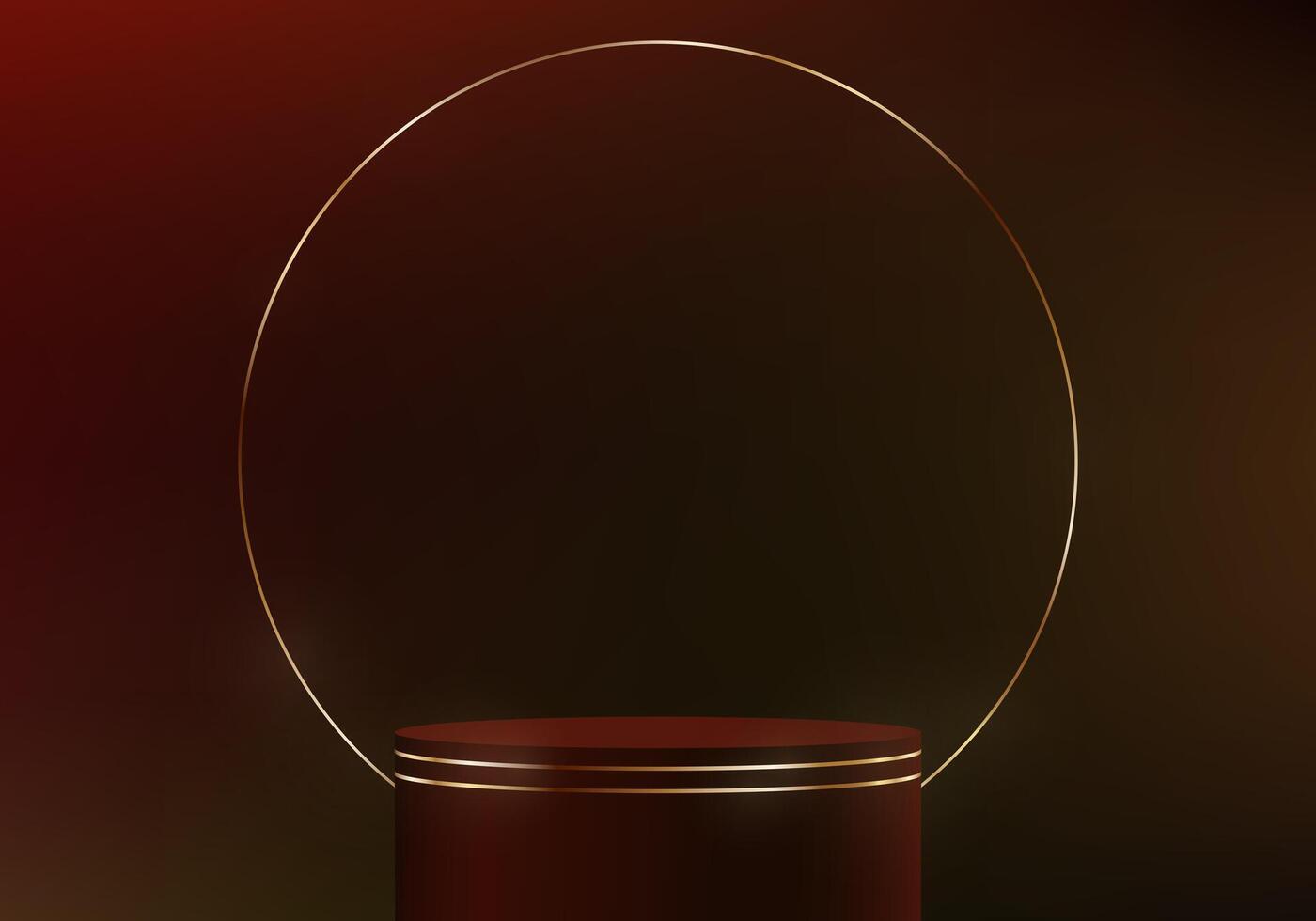 Dark red background 3d with red and gold podium for product presentation. Empty space for placing text and products for promotion. illustration. vector