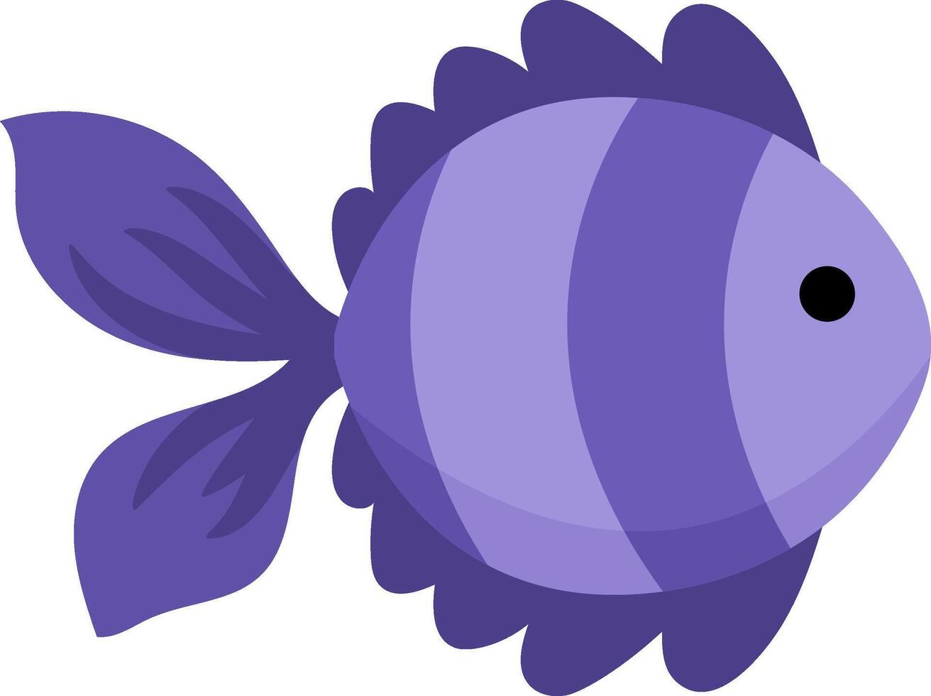 purple abstract fish icon. Under the sea illustration with cute funny creature. Ocean animal clipart. Cartoon underwater or marine clip art for children isolated on white background vector