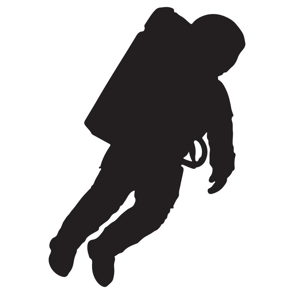 Black silhouette astronaut in space suit floating against a white background illustration vector