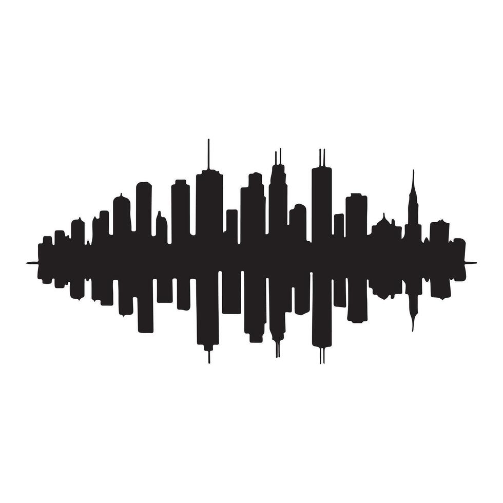 Modern black and white chicago skyline silhouette representing urban landscape architecture vector