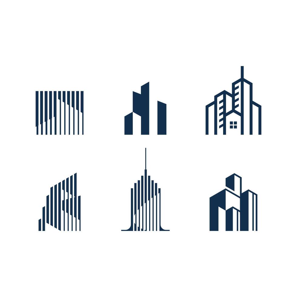 Set of modern building logo designs vector