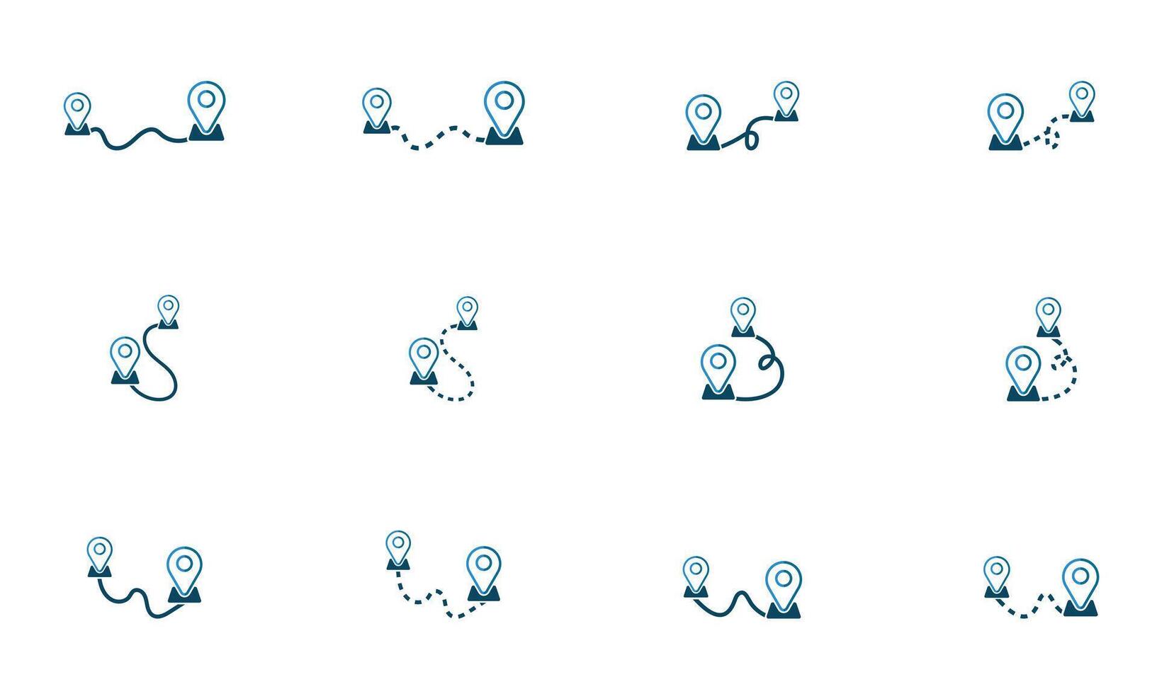 Flat Route and Destination Icons for Digital Maps vector