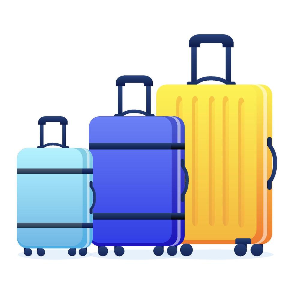 illustration of suitcases of different sizes in flat style. vector