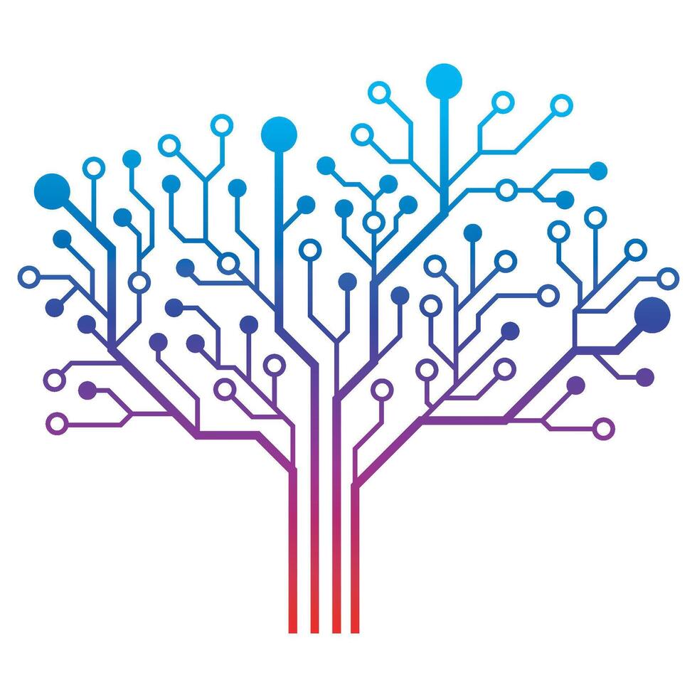 Abstract Creative Modern Circuit Board Technology Tree Design on White Background. vector