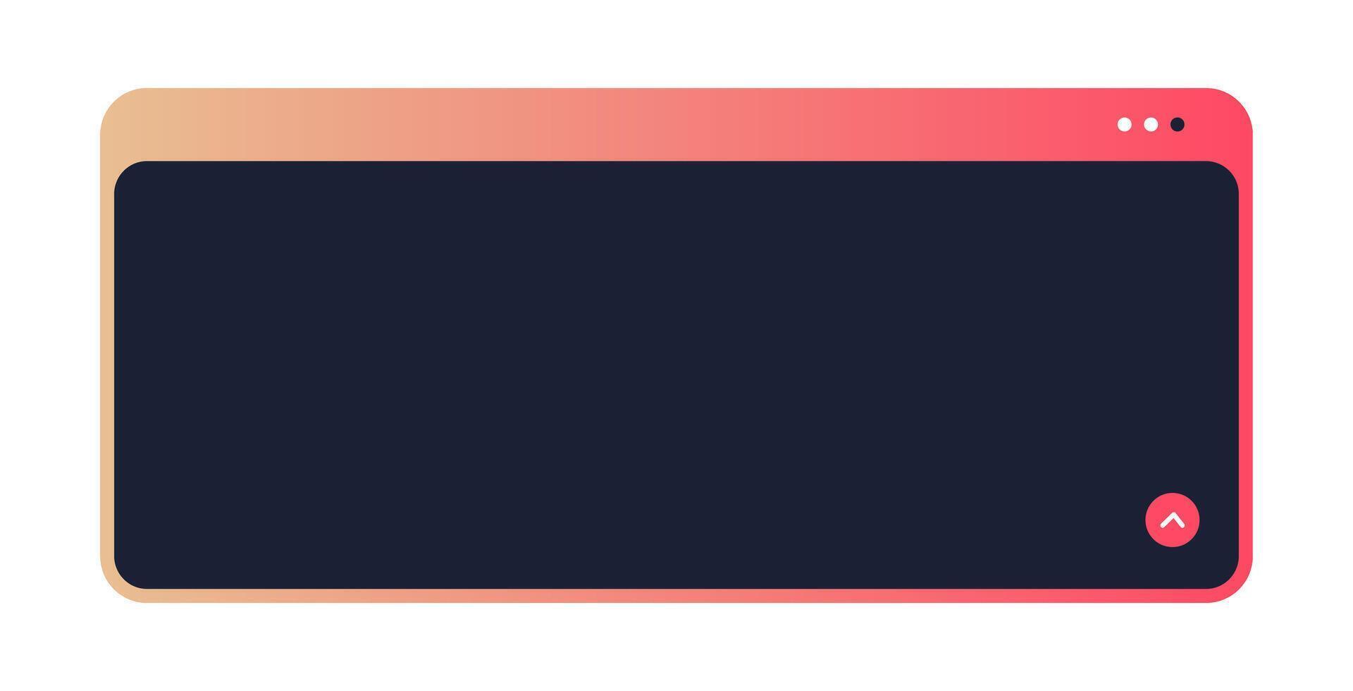 Minimal Modern HUD Display Frame. Gradient Tech UI Window with Rounded Corners. Futuristic Interface Box with Navigation Icon. vector