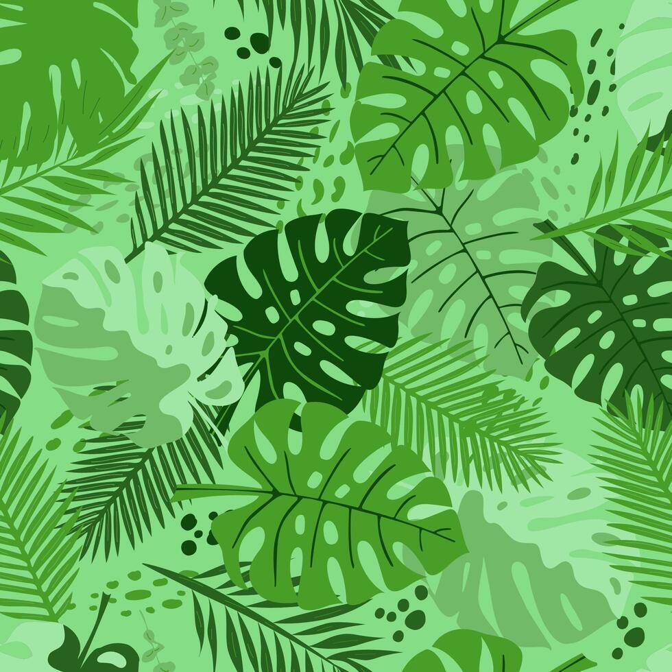 Seamless pattern with tropical leaves. Botanical background. vector