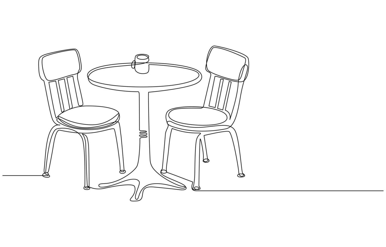 Living Space Chair, Table, and Lamp in Line Art vector