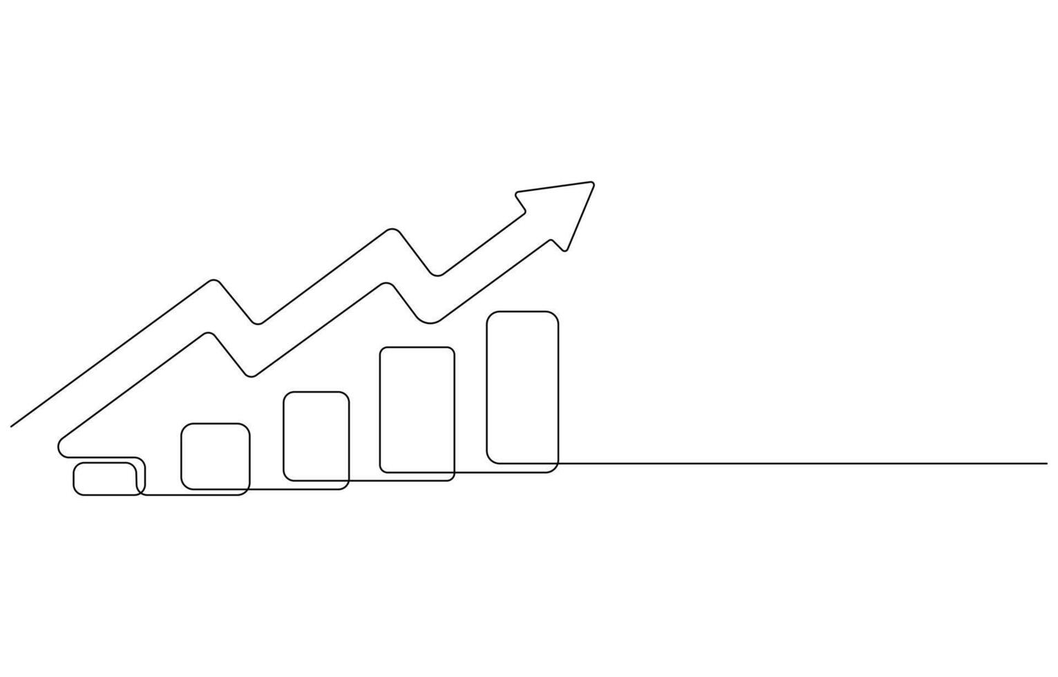 increasing up arrow bar graph sign Business financial analytics and sales growth line art vector