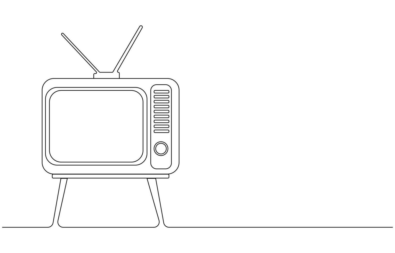 Line drawing of a retro television with antenna vector