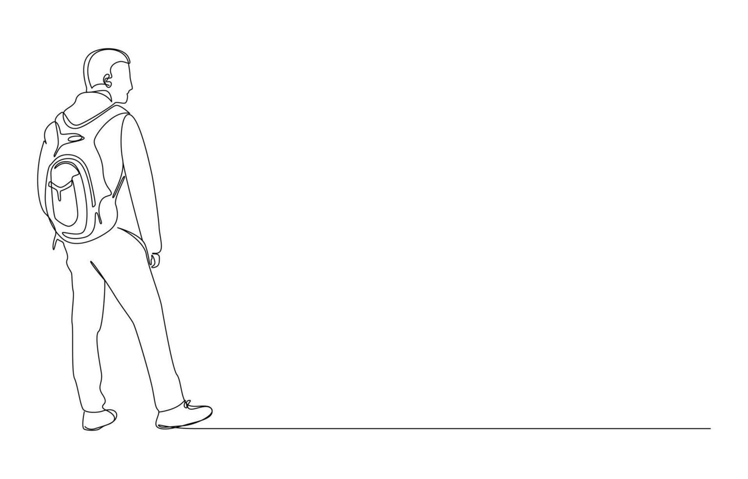 Backpacker Walking - Line Art vector