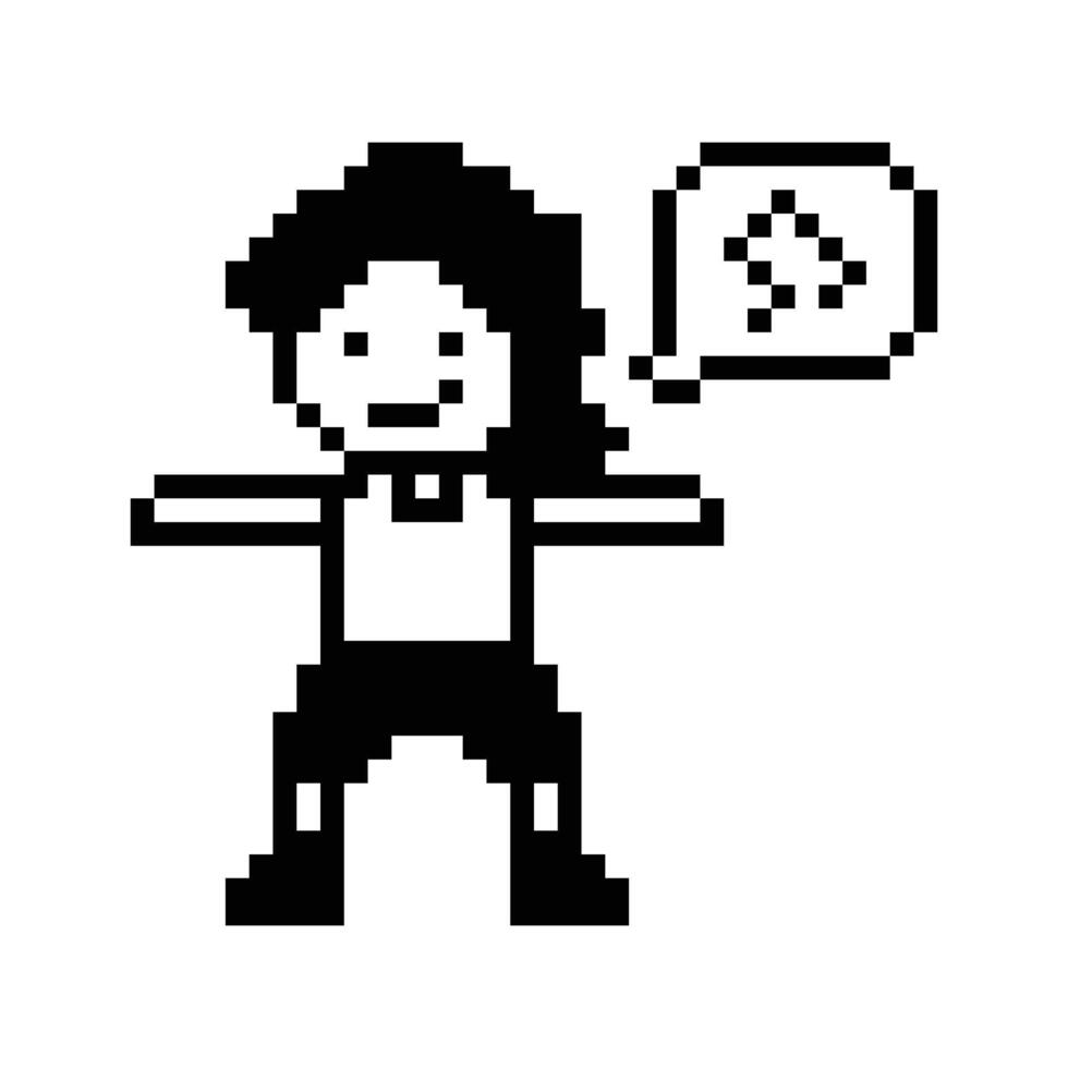 Design 8 bit act dance exercise aerobic music with male man or boy cartoon. vector
