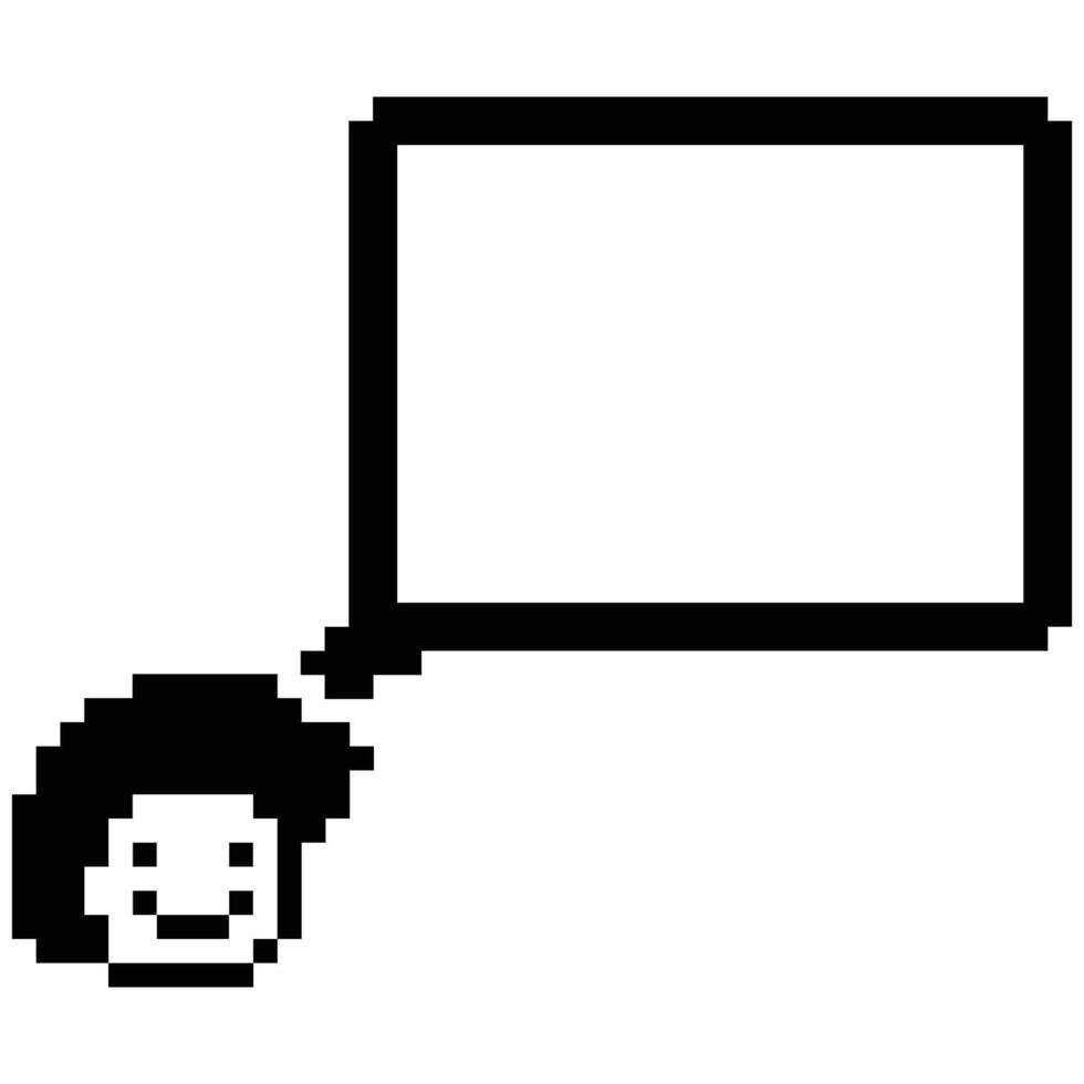Pixel art 8 bit man male boy say think chat box bubble decor. vector