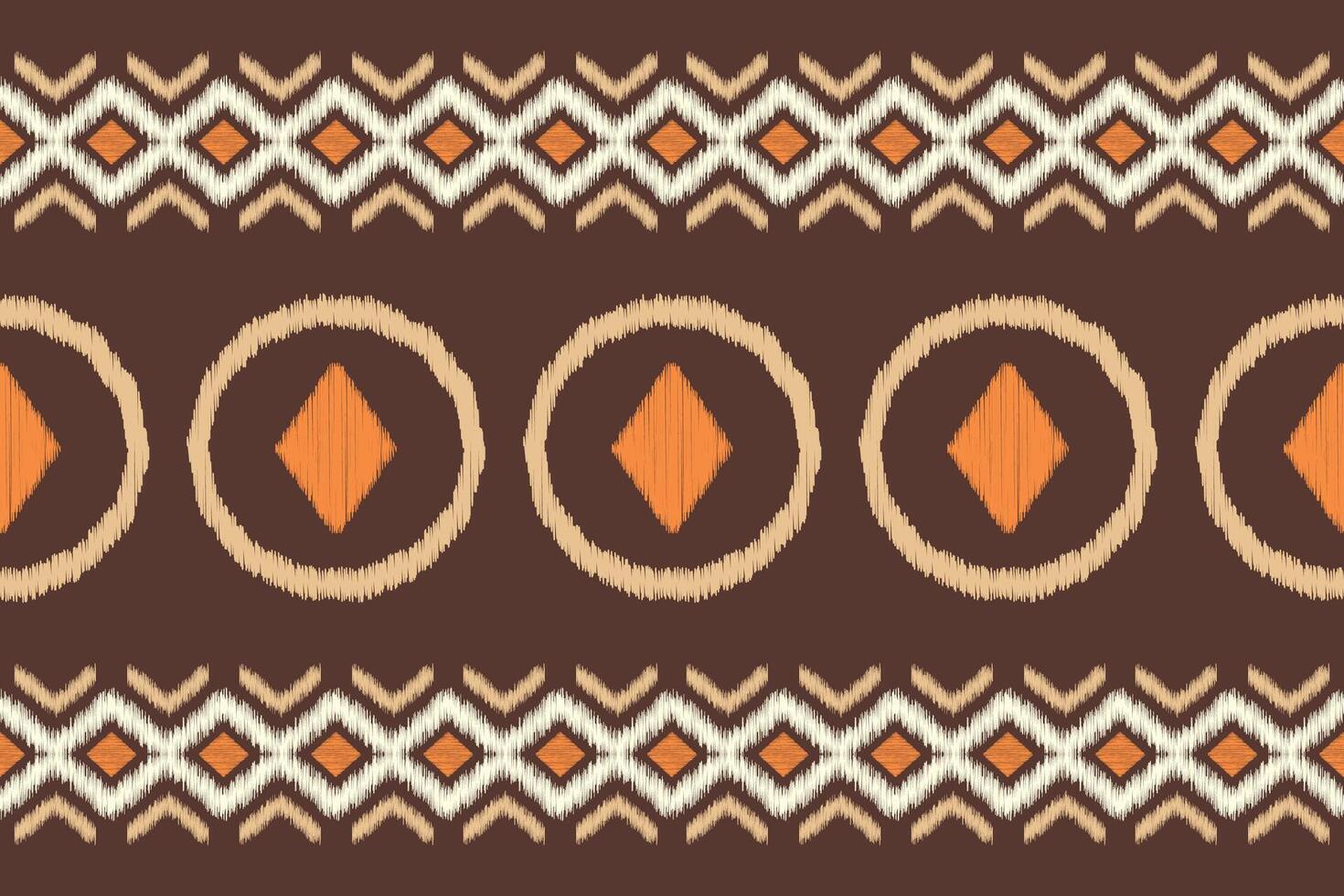 Ikat pattern brown background color geometric pattern decor motif art. vector