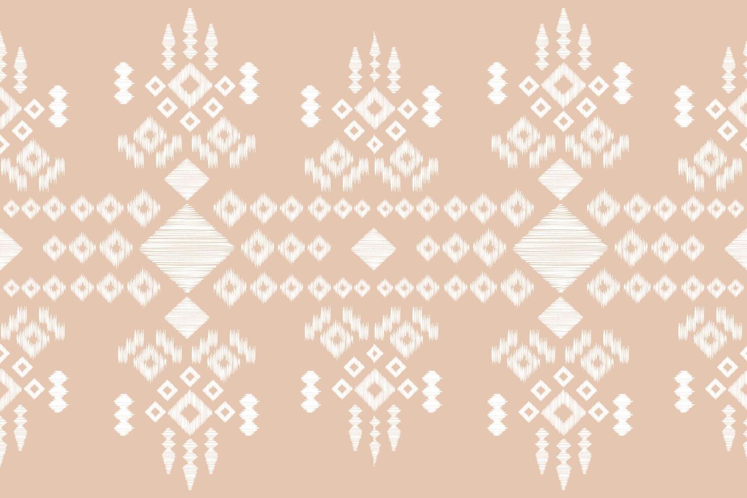 Ethnic pattern geometric design ikat brown cream background color. vector