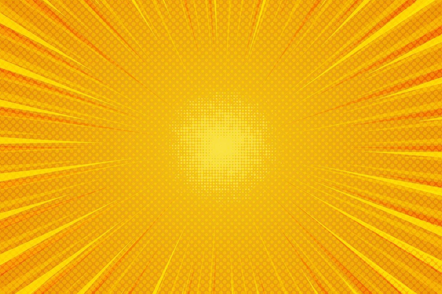 Orange Comic Book Background with Halftone and Rays. vector