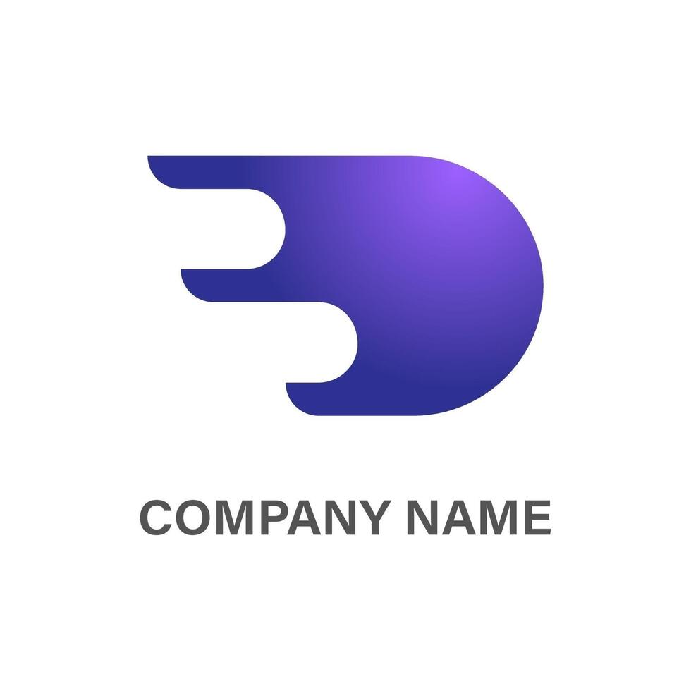 A modern abstract logo featuring a fluid, teardrop-shaped form in a purple gradient with two speed lines trailing from its left side, conveying motion, speed, or digital acceleration. vector