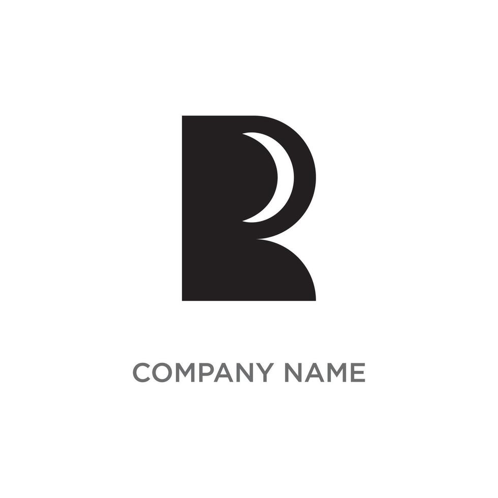 A bold black logo featuring a stylized letter R incorporating a crescent moon shape within its form, suggesting themes of night, mystery, or a unique brand identity. vector