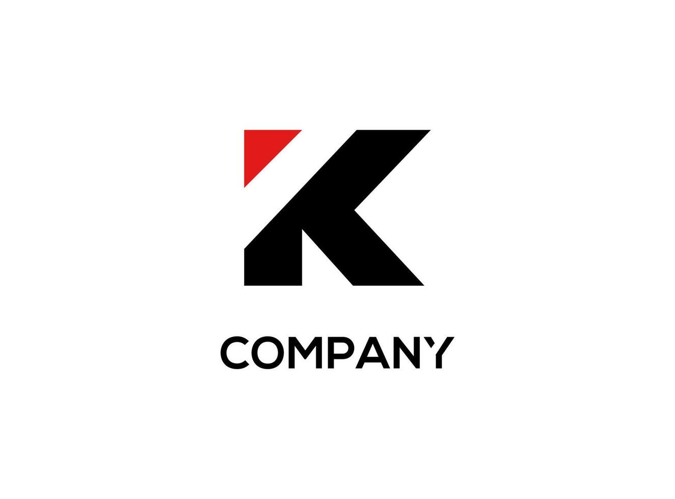 A dynamic K logo in black with a striking red triangular accent, set on a white background. Modern and sharp. vector